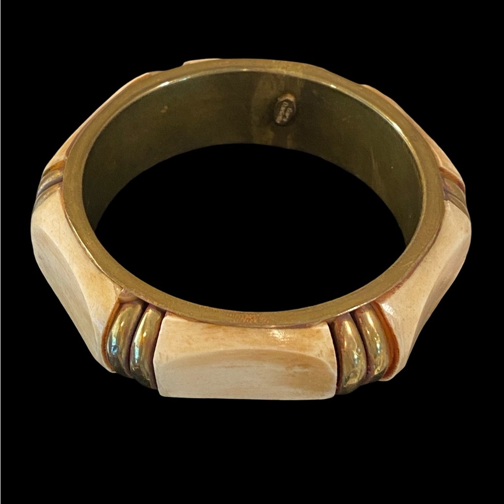Gara Danielle Bone and Brass Bangle Bracelet
